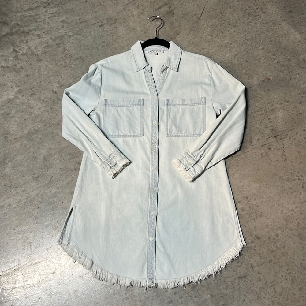 Light Wash Denim Tunic Shirt - Women's